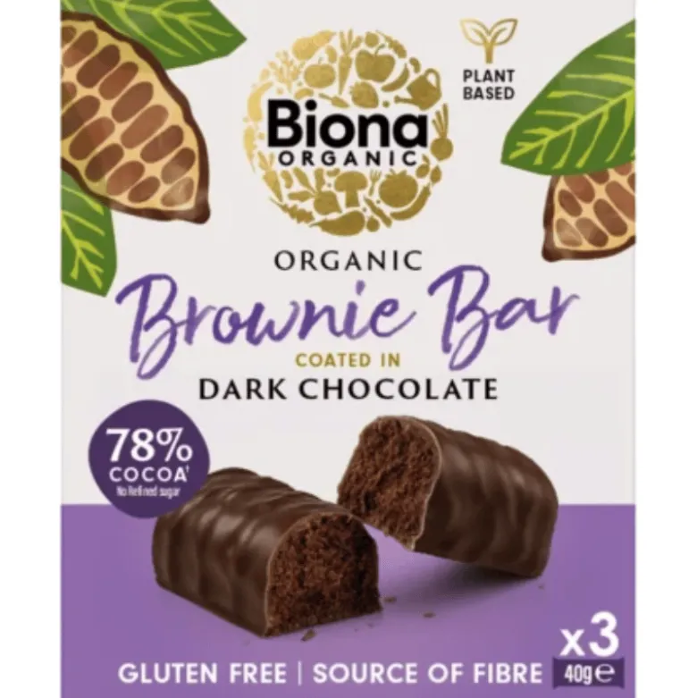 Biona Mørk Chokolade Brownie Bar Ø (3 x 40 g)