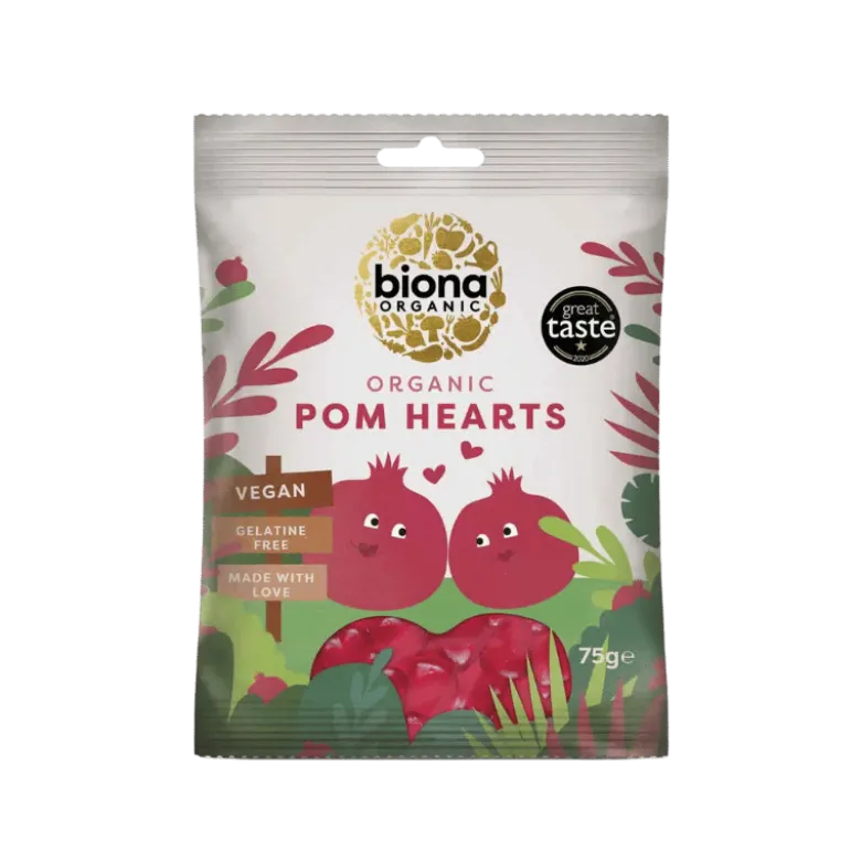 Biona Vingummi Granatæblehjerter Ø (75 g)