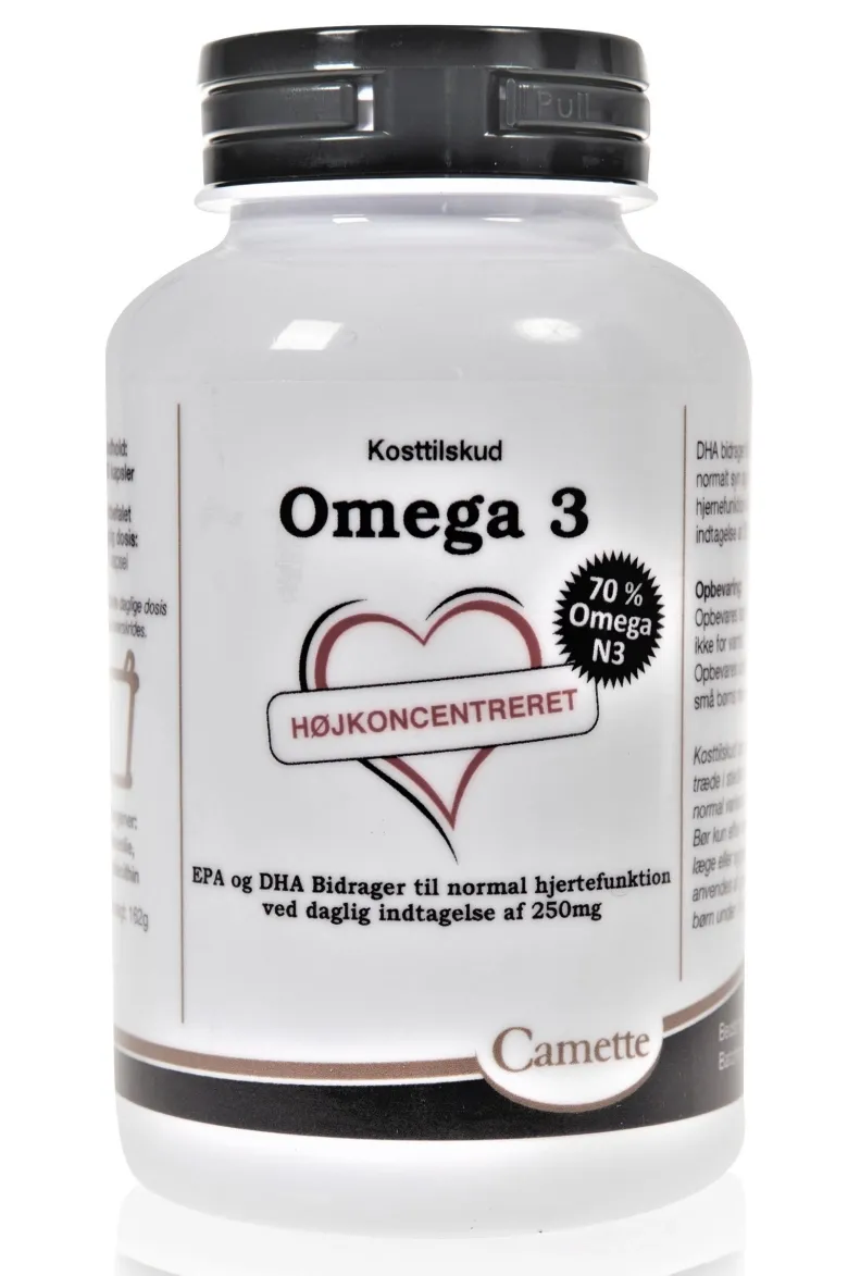 Camette Omega 3 Højkoncentreret (1000 mg) Fiskeolie (120 kap)
