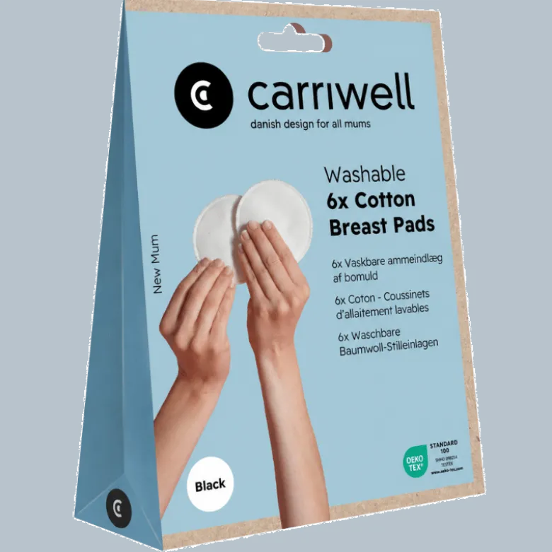 Carriwell Washable Breast Pads Black (6 stk)