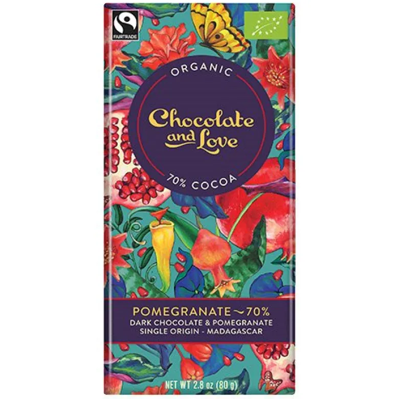 Chocolate and Love Chokolade Pomegranate 70% Ø (80 g)