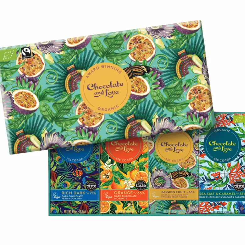 Chocolate and Love Passion Fruit Chokolade Gaveæske Ø (4 x 80/85 g)