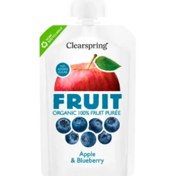 Clearspring 100% Fruit Puré Æble & Blåbær Ø (100 g)