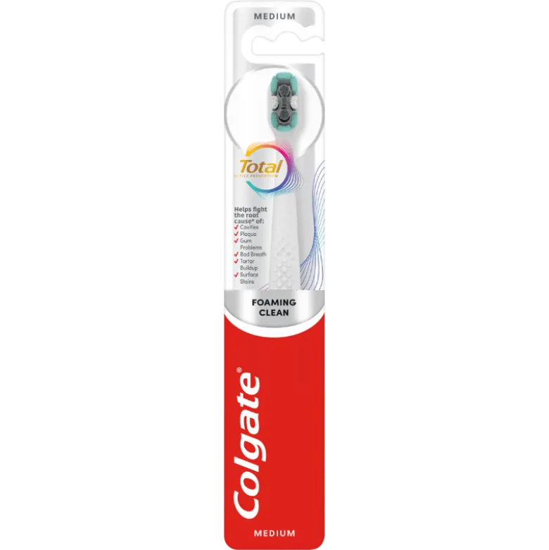 Colgate Total Foaming Clean Tandbørste Medium (1 stk)
