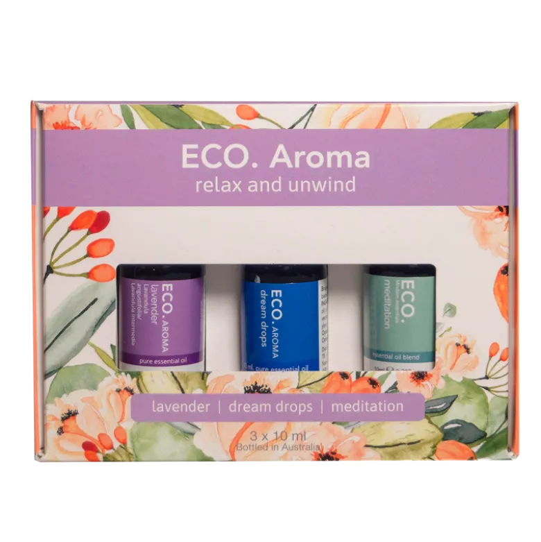 ECO. Aroma Relax And Unwind Trio - Lavender, Dream Drops, Meditation Blend (3x10 ml)