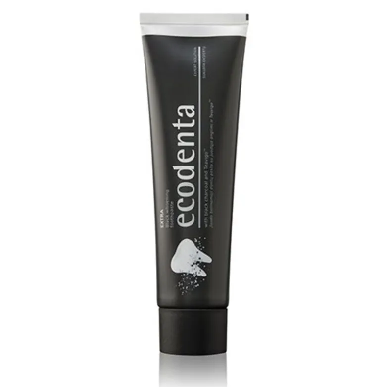 Ecodenta Tandpasta m. sort kul u. flour (100 ml)
