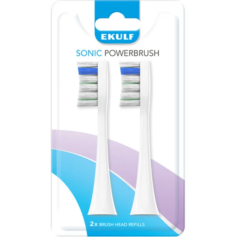 Ekulf Sonic PowerBrush white refill (2 stk)