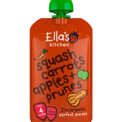 Ellas Kitchen Babymos Butternutgræskar/Squash/Gulerod æble/Sveske Ø 4 Mdr (120 gr)