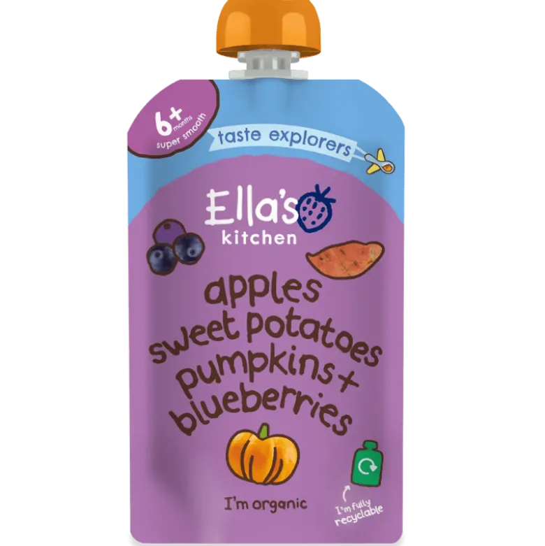 Ellas Kitchen Babymos Kartoffel/Græskar æble/Blåbær Ø 6 Mdr (120 gr)