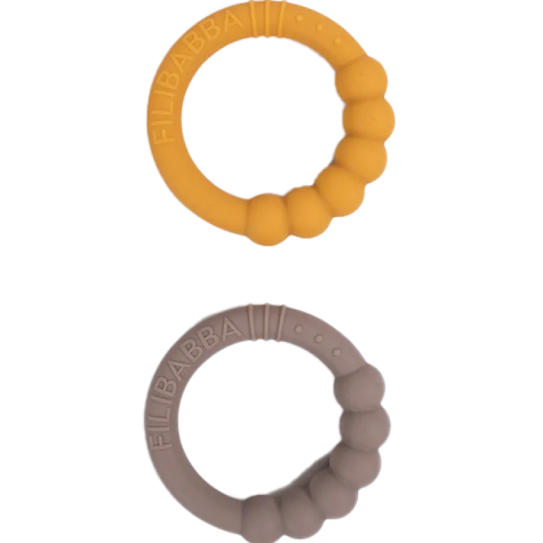 Filibabba Bidering I Silikone Warm Grey & Honey Gold (2 stk)
