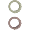 Filibabba Bidering I Silikone Warm Grey & Oil Green (2 stk)