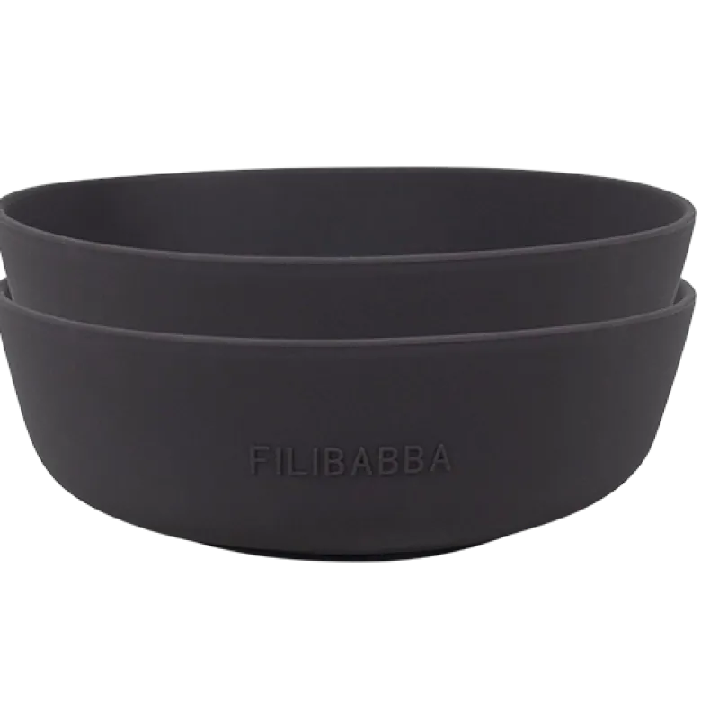 Filibabba Silikone Skål Stone Grey (2 stk)