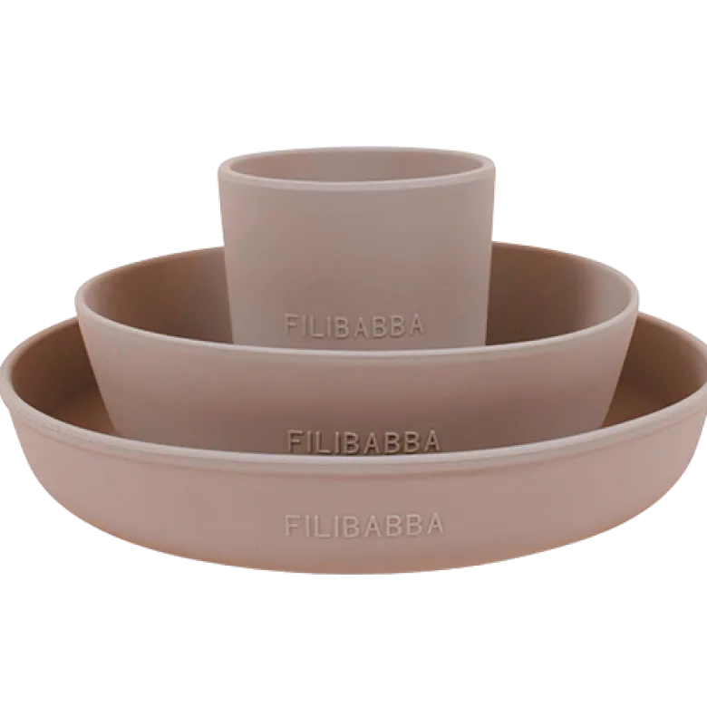 Filibabba Silikone Spisesæt Warm Grey (1 sæt)