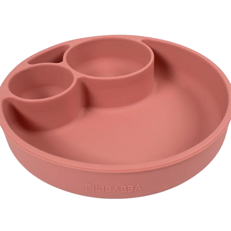 Filibabba Silikone Tallerken Ruminddelt Rose (1 stk)