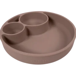 Filibabba Silikone Tallerken Ruminddelt Warm Grey (1 stk)