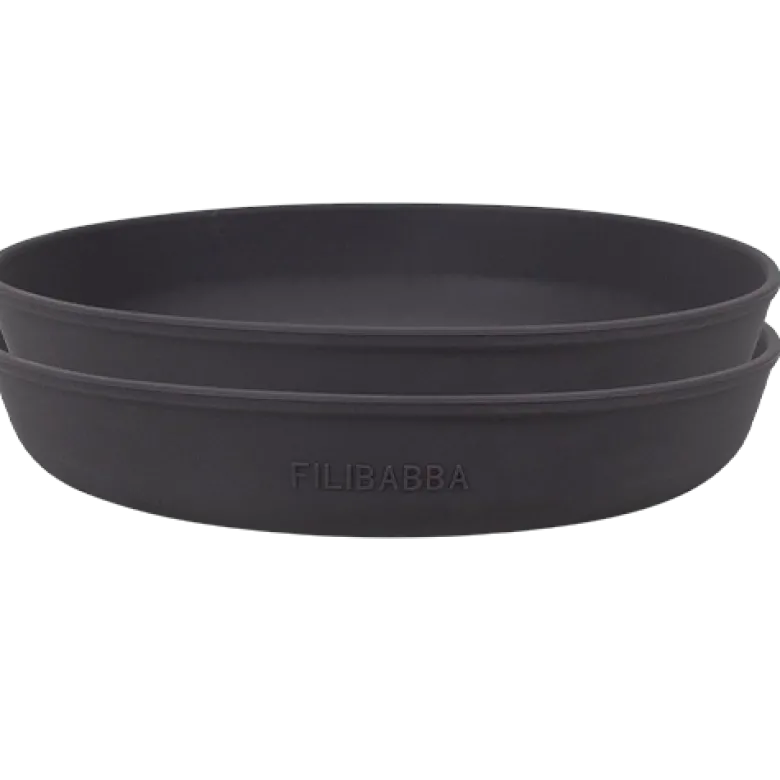 Filibabba Silikone Tallerken Stone Grey (2 stk)