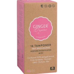 Ginger Organic Tampon m. Indføring Mini (16 stk)