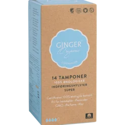 Ginger Organic Tampon m. Indføring Super (14 stk)