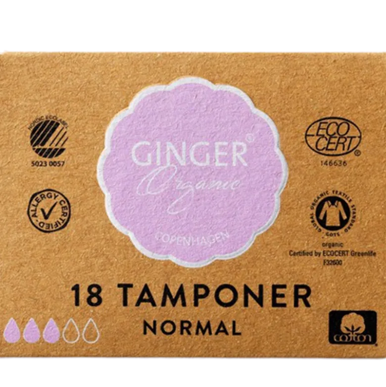 Ginger Organic Tampon u. indføringshylster Normal Ø (18 stk)