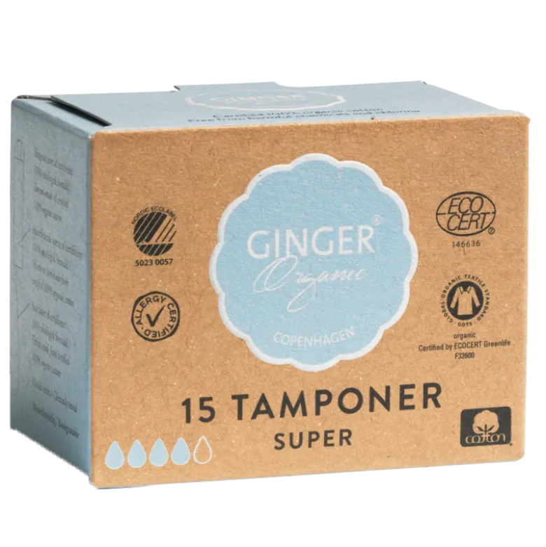 Ginger Organic Tampon u. Indføring Super (15 stk)