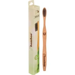 Go Bamboo Tandbørste bambus m. sort kul medium (1 stk)