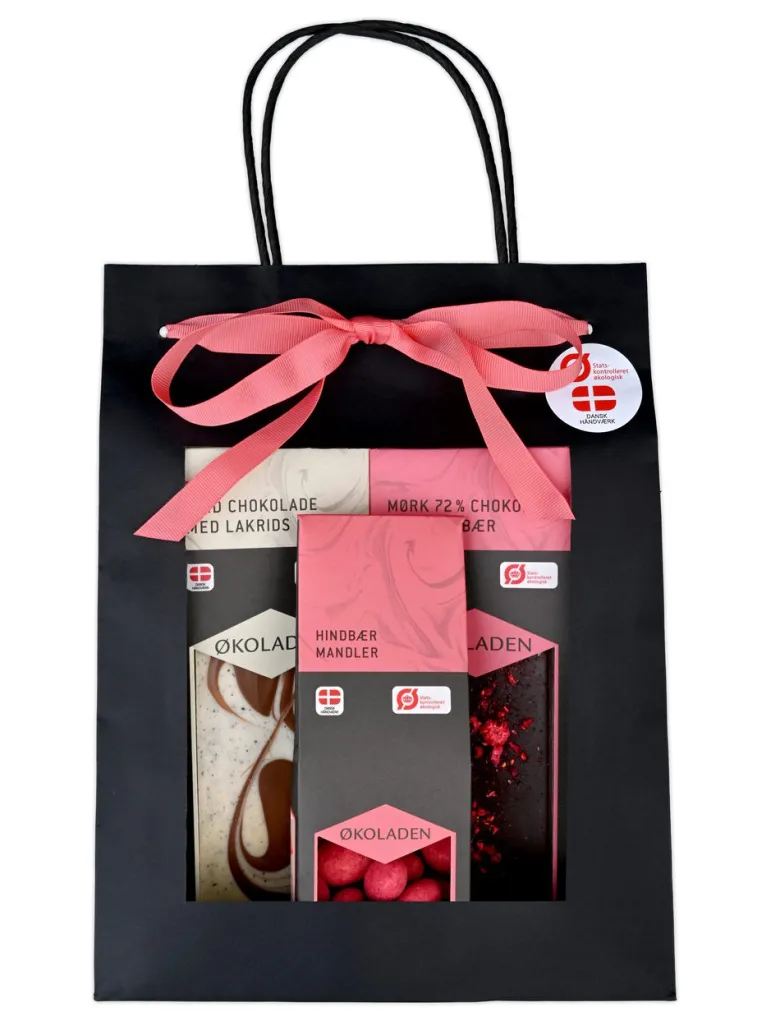 Gourmet gavepose pink Ø indh. udvalgte chokolader