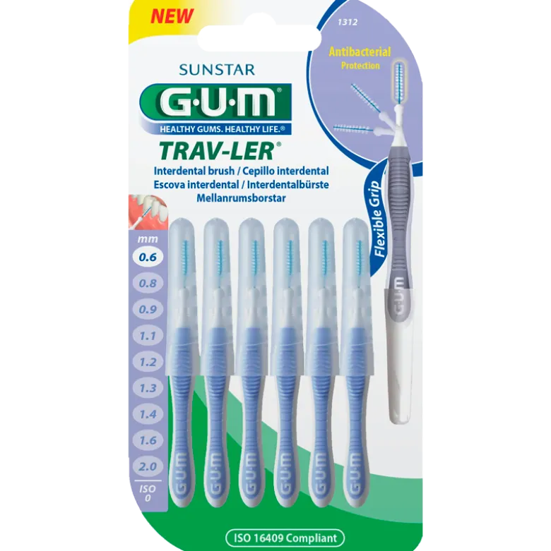 GUM Mellemrumsbørster TravLer Passage 0,6 ( ISO 0) (6 stk)