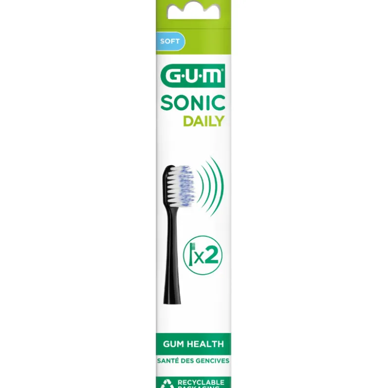 GUM Refill Sonic Sort Børstehoveder (2 stk)