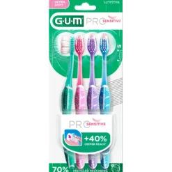GUM Sensitive Pro Tandbørster Ultra Blød ass. Farver (4 stk)
