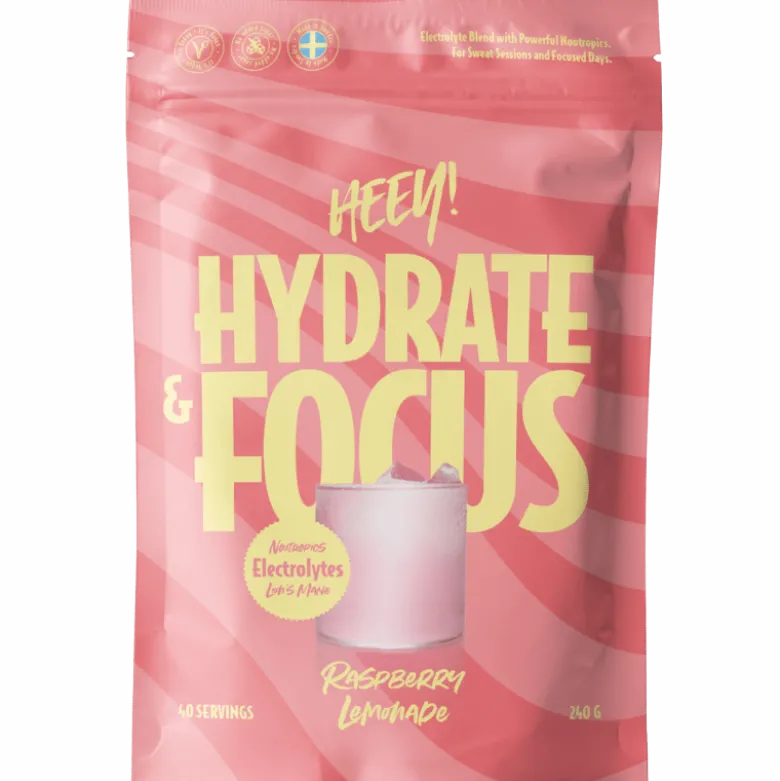 Heey! Hydrate & Focus Electrolytes + Lions Mane Raspberry Lemonade (240 g)