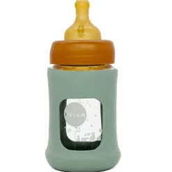 Hevea Baby Sutteflaske I Glas Med Cover Seafoam (150 ml)