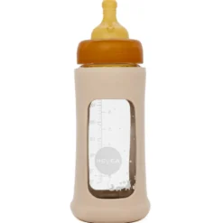 Hevea Baby Sutteflaske I Glas Med Cover Sand (250 ml)