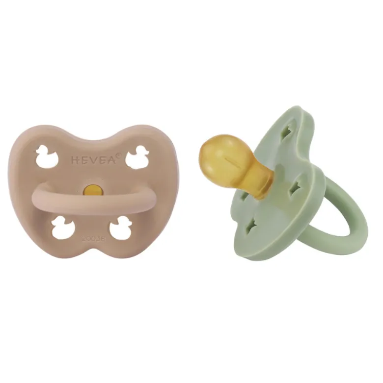 Hevea Naturgummi Sut, Baby 3-36 Måned Tan Beige & Moss Green (1 sæt)