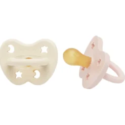 Hevea Naturgummi Sut, Nyfødt 0+ måned Powder Pink & Milky White (1 sæt)