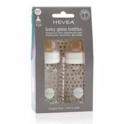 Hevea sutteflaske glas hvid (2-pak)