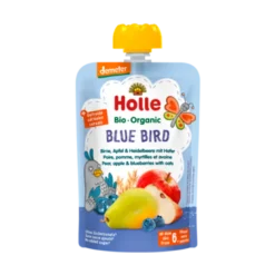 Holle Blue Bird Smoothie m. Pære, Æble, Blåbær & Havregryn Ø (100 g)