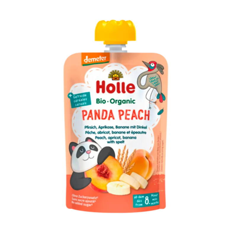 Holle Panda Peach Fersken Aprikos & Banan Spelt Grød Ø (100 g)
