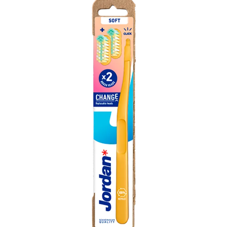 Jordan Soft Toothbrush 2 Heads + 1 Handle - Assorteret Farver (1 sæt)