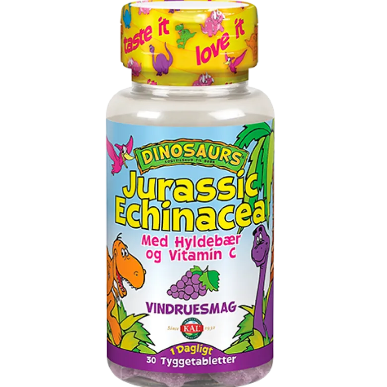Kal DinoSaurs Jurassic Echinacea med hyldebærsmag (30 tyggetabletter)