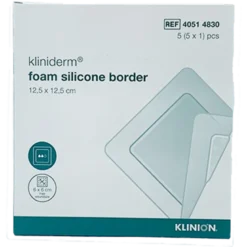 Kliniderm Foam Silikone Border 12,5x12,5 cm (5 stk)
