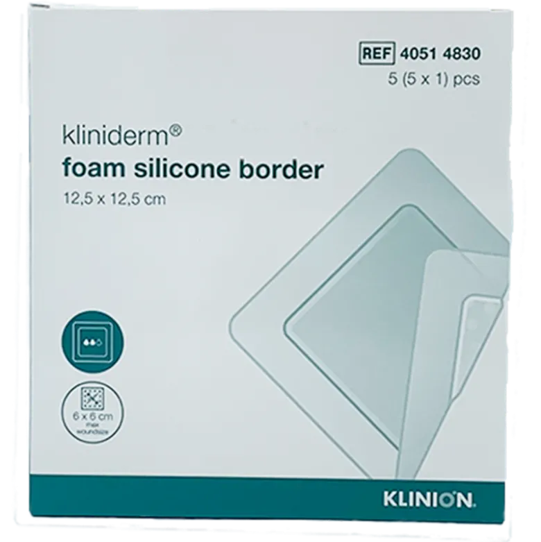 Kliniderm Foam Silikone Border 12,5x12,5 cm (5 stk)