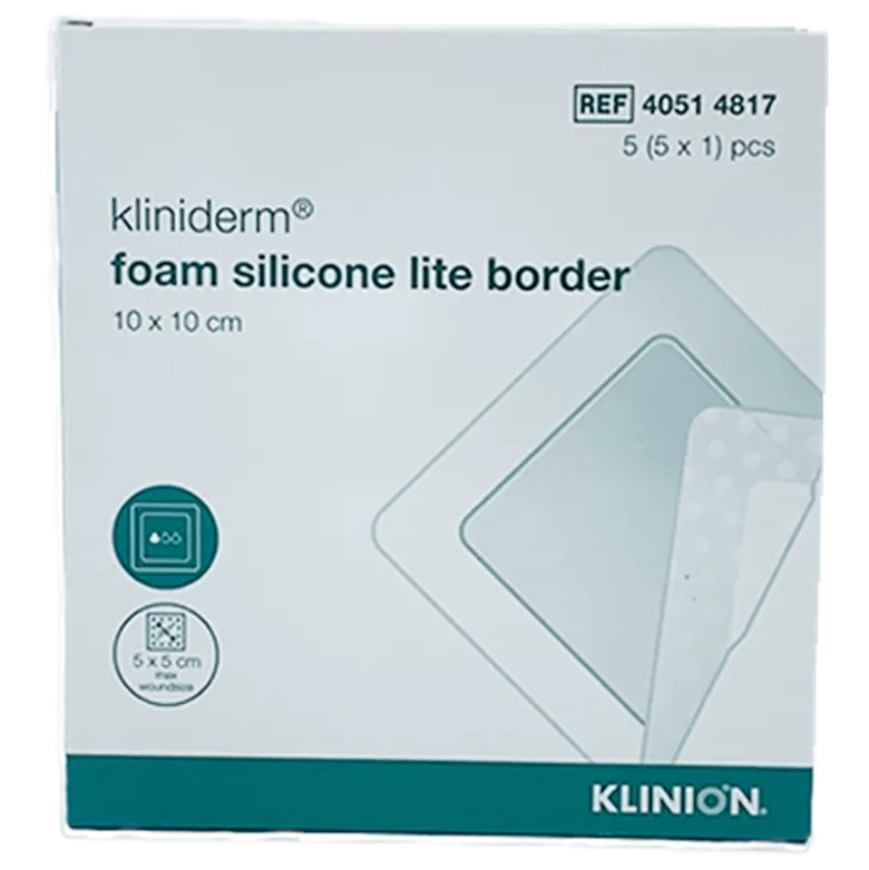 Kliniderm Foam Silikone Border 10x10 cm (5 stk)