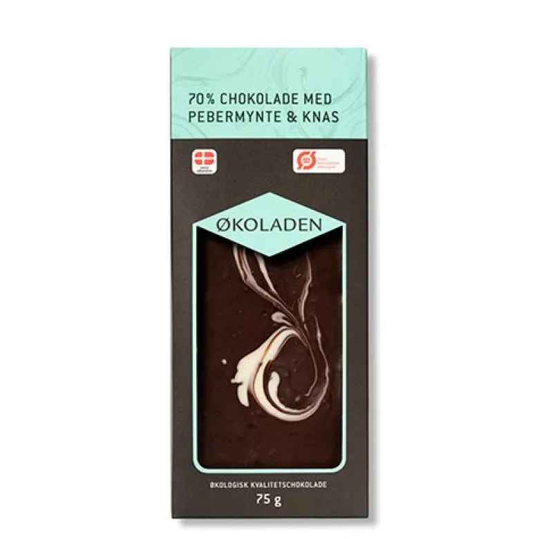 Økoladen Chokolade pebermynte/knas Ø 70% (75 g)