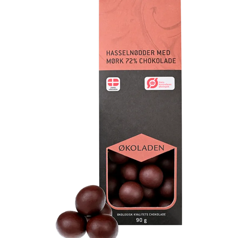 Økoladen Hasselnødder Mørk 72% Chokolade Ø (90 g)