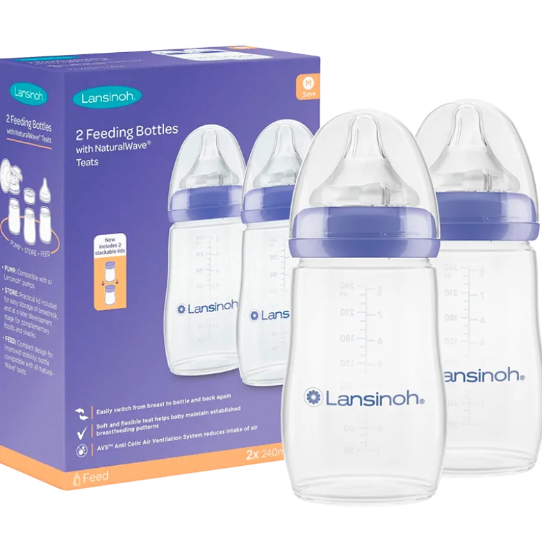 Lansinoh Naturalwave Sutteflaske 240 ml (2 stk)