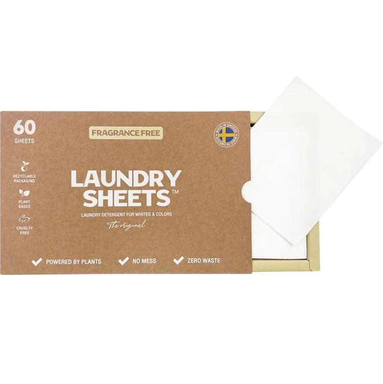 Laundry Sheets Vaskemiddel I Ark Fragrance Free (60 stk)
