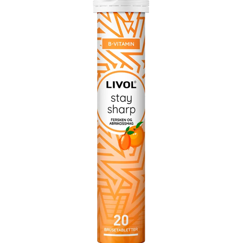 Livol Brusetabletter Stay Sharp, Fersken-Abrikossmag (20 stk.)