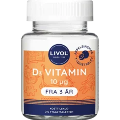 Livol D-vitamin 10 ug Tyggetablet (210 stk)