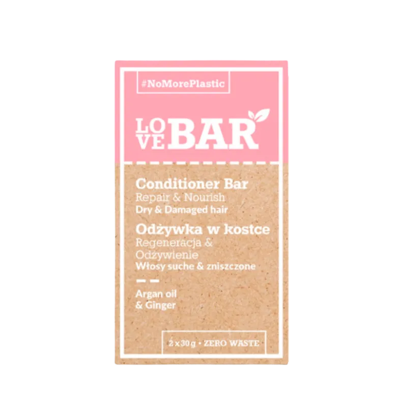Love Bar Conditioner Bar Repair & Nourish Dry & Damaged Hair Argan Oil & Ginger (2 x 30 g)