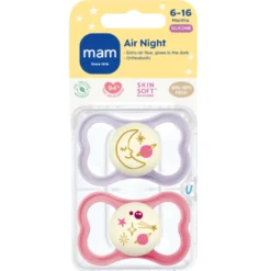 MAM Air Sut Night Silicone Pink 6-16M (2 stk)